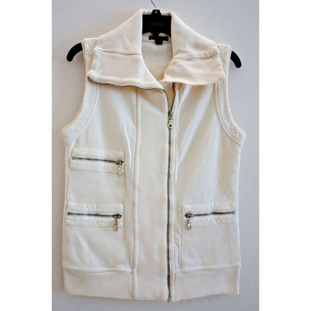 Citizens of Humanity 860-069 Women's Sz Small Beige 100% Cotton Full Zip Vest
